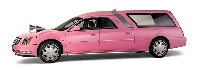 Cadillac roze rouwauto