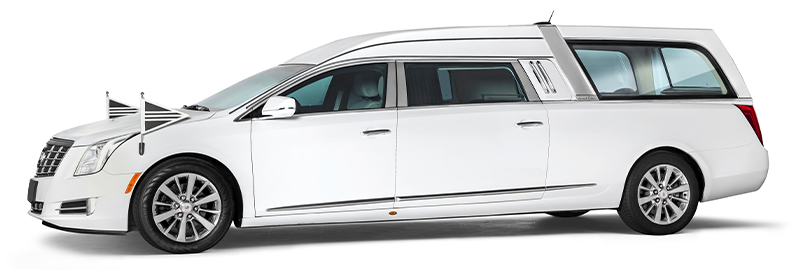 Witte Cadillac Rouwauto – Glas uitvoering